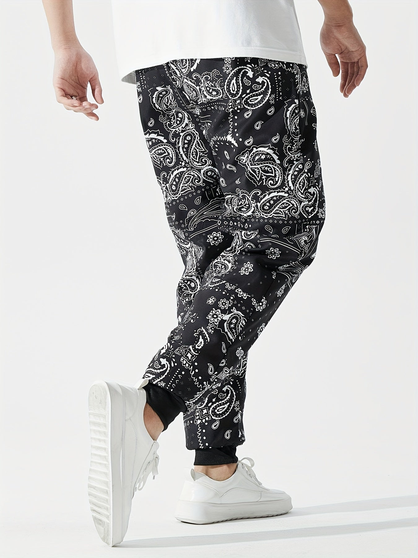 Men's Paisley Joggers with Elastic Waist