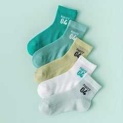 5 Pairs Number Graphic Print Socks for Boys Girls Teens