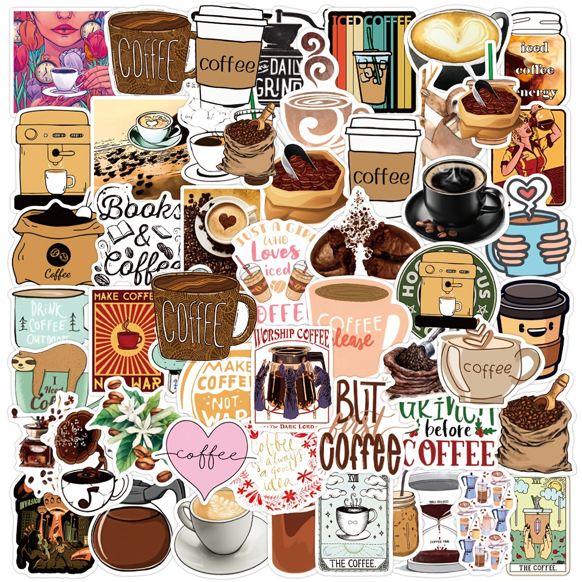 Coffee Vinyl Waterproof Stickers Laptop Water Bottles Car Decals