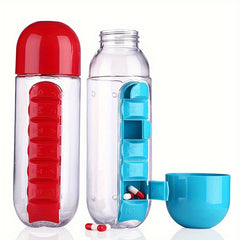 600ml Water Cup with Medicine Box, Lightweight Bottle for Fitness & Outdoor
