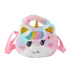 Girls Princess Unicorn Plush Crossbody Bag for Cosmetic Phone Storage
