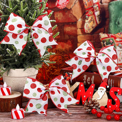 12pcs Red Green Christmas Bows Decoration 15-24cm