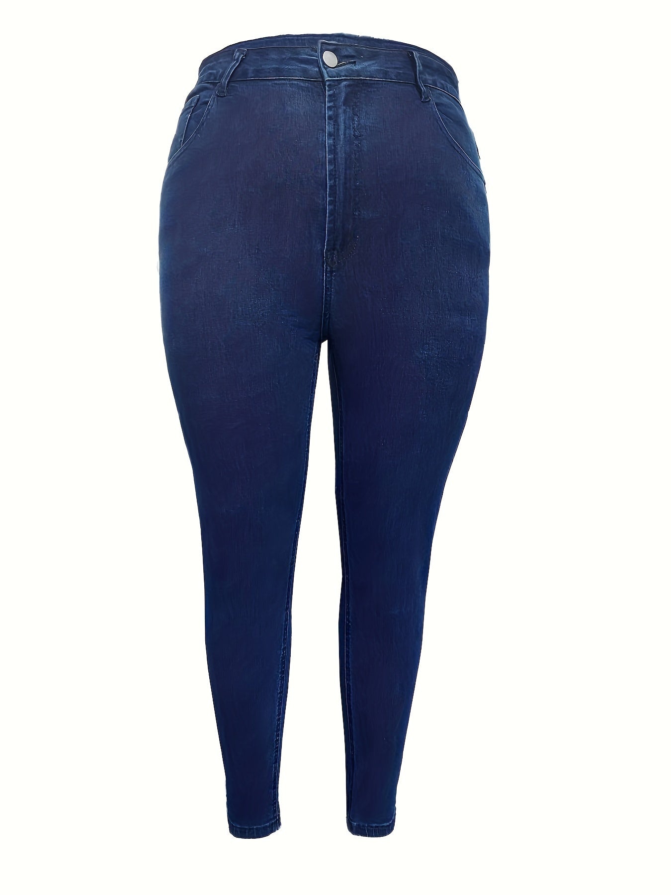 Women's Plus Solid Button Fly High Rise High Stretch Skinny Jeans