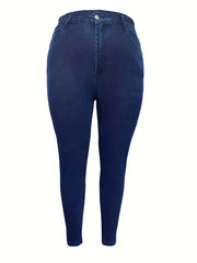 Women's Plus Solid Button Fly High Rise High Stretch Skinny Jeans