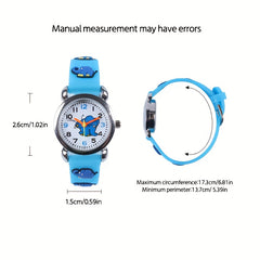 Boys' Elephant Quartz Watch 3D Animal Print Strap Pointer Display