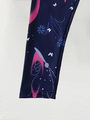 Butterfly Graphic Leggings Girls Comfy Slim Leggings For Sports