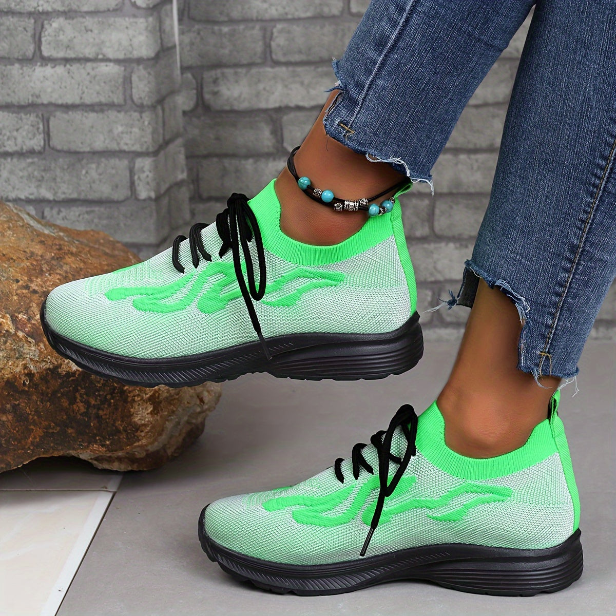 Women's Lace-up Platform Running Shoes, Lightweight Sneakers