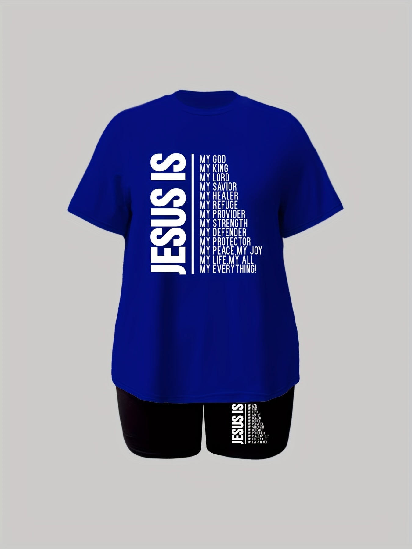 Women's Letter Print Tee & Shorts Set