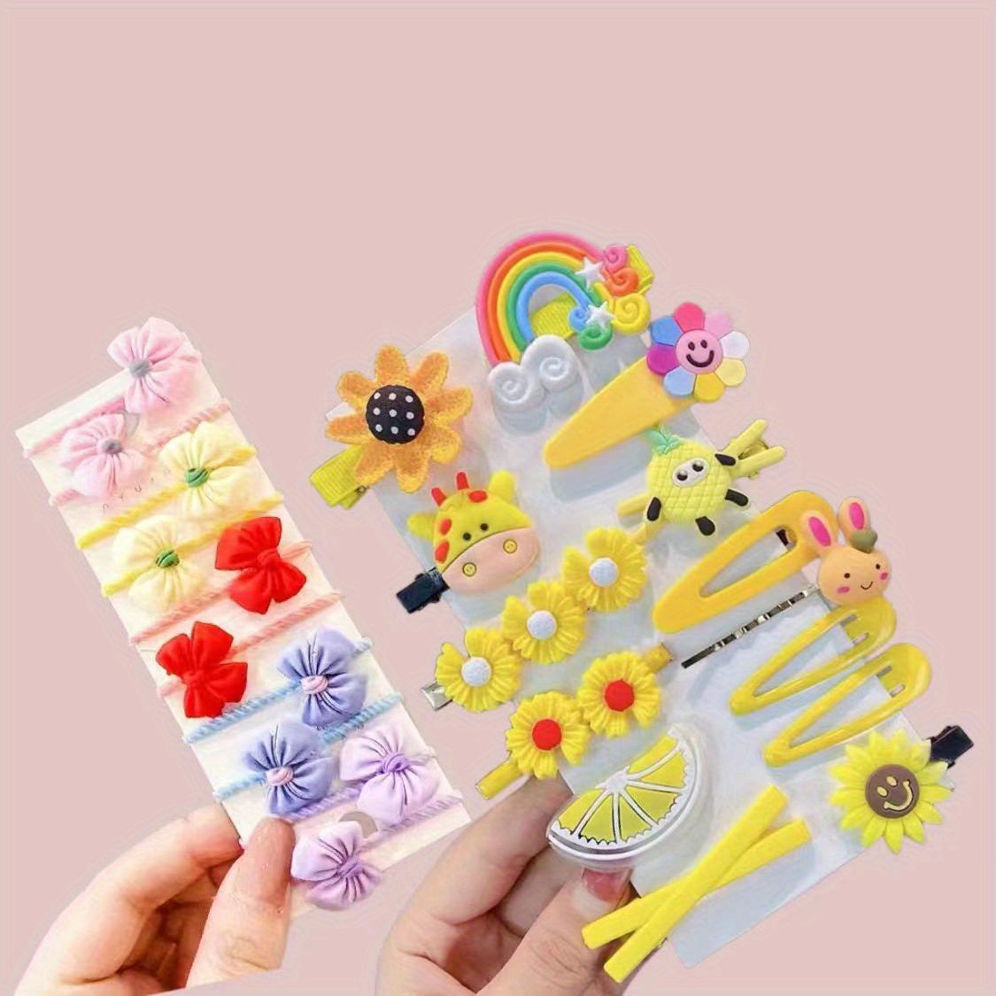 24pcs Fruits Flowers Rainbow Hair Clip Set for Girls