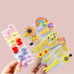 24pcs Fruits Flowers Rainbow Hair Clip Set for Girls