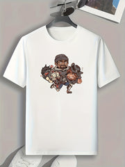Anime Character Print Men's Graphic T-shirt for Summer