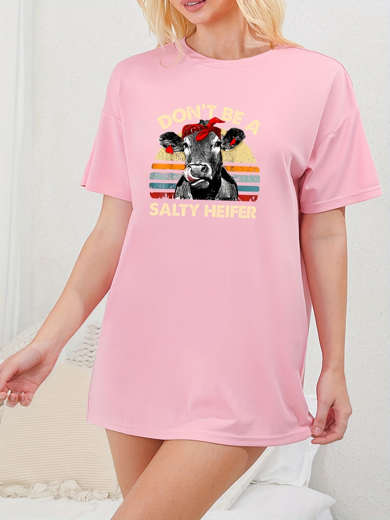 Cow & Letter Print Nightdress