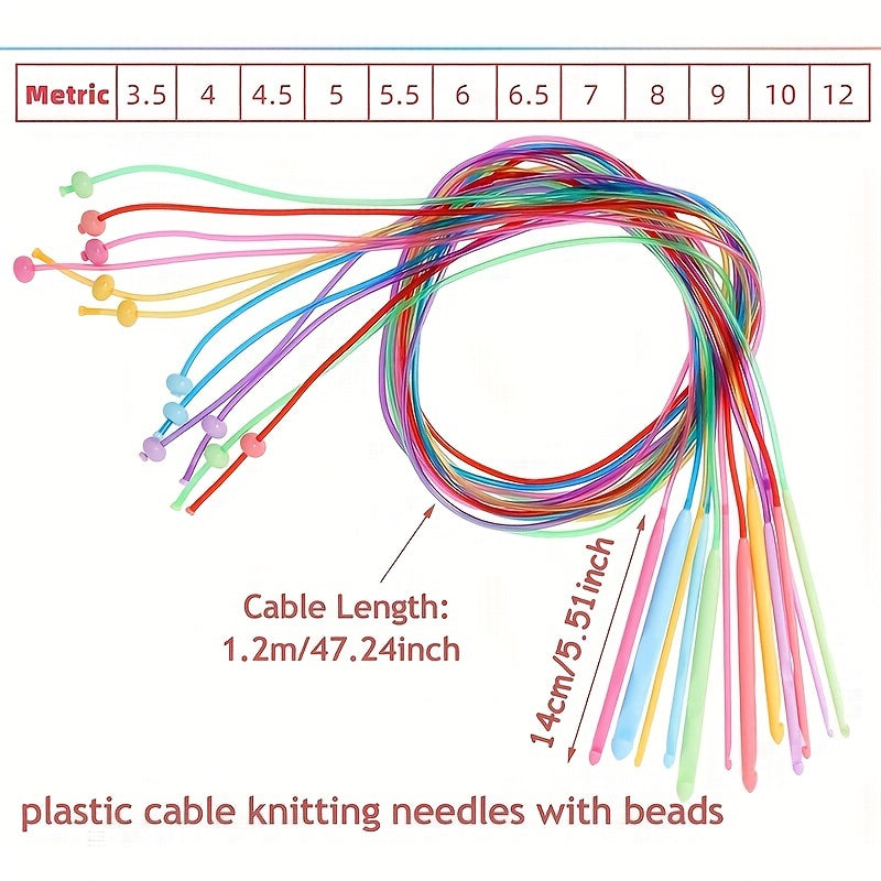 38pcs Tunisian Crochet Hook Set 2-8mm Aluminum Afghan Hook 3-12mm Plastic Needle