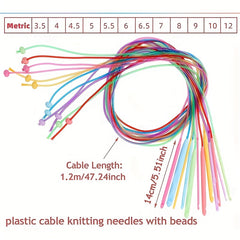 38pcs Tunisian Crochet Hook Set 2-8mm Aluminum Afghan Hook 3-12mm Plastic Needle