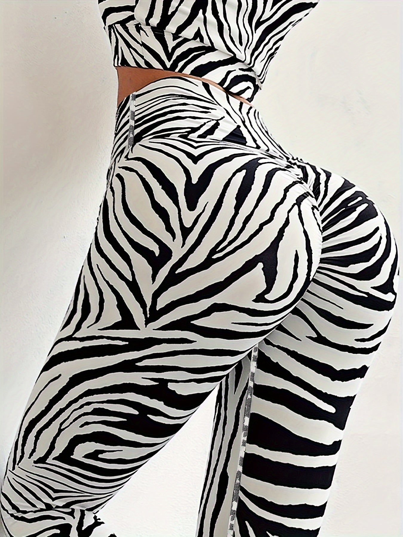 Zebra Print High Waist Butt Lift Leggings Women's Workout Pants
