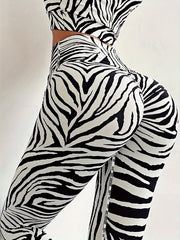 Zebra Print High Waist Butt Lift Leggings Women's Workout Pants