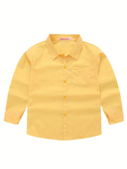 Boys Long Sleeves Button Down Shirt Tops Preppy Style