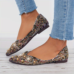 Women's Studded Ballet Flats Pointed Toe Shoes