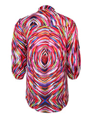 Casual Blouse Women's Plus Allover Print Button Up Half Sleeve