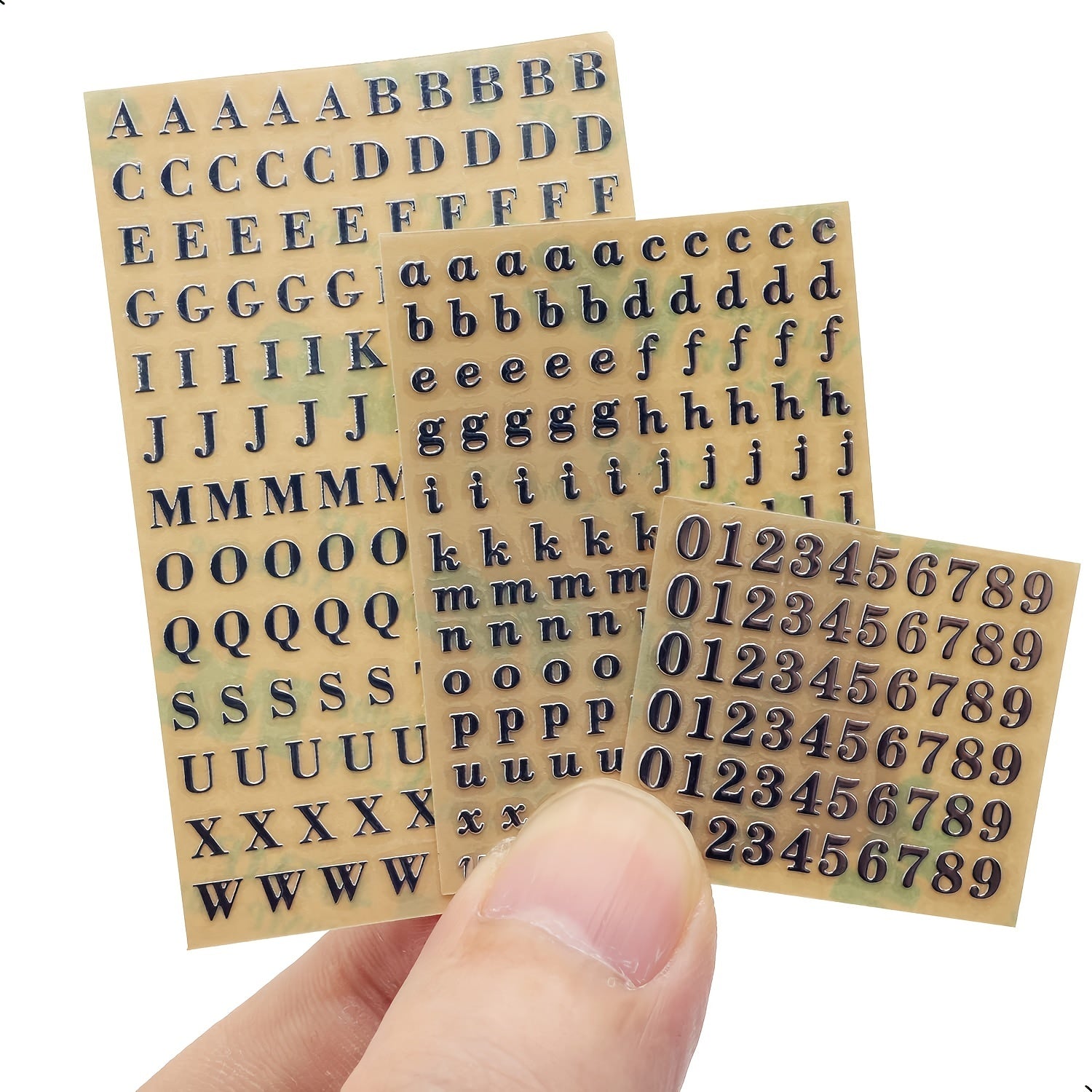 Glitter Alloy Alphabet Letters & Numbers Stickers - 6 Sheets