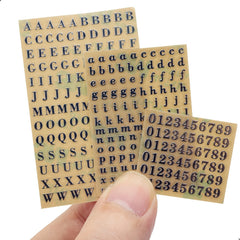 Glitter Alloy Alphabet Letters & Numbers Stickers - 6 Sheets