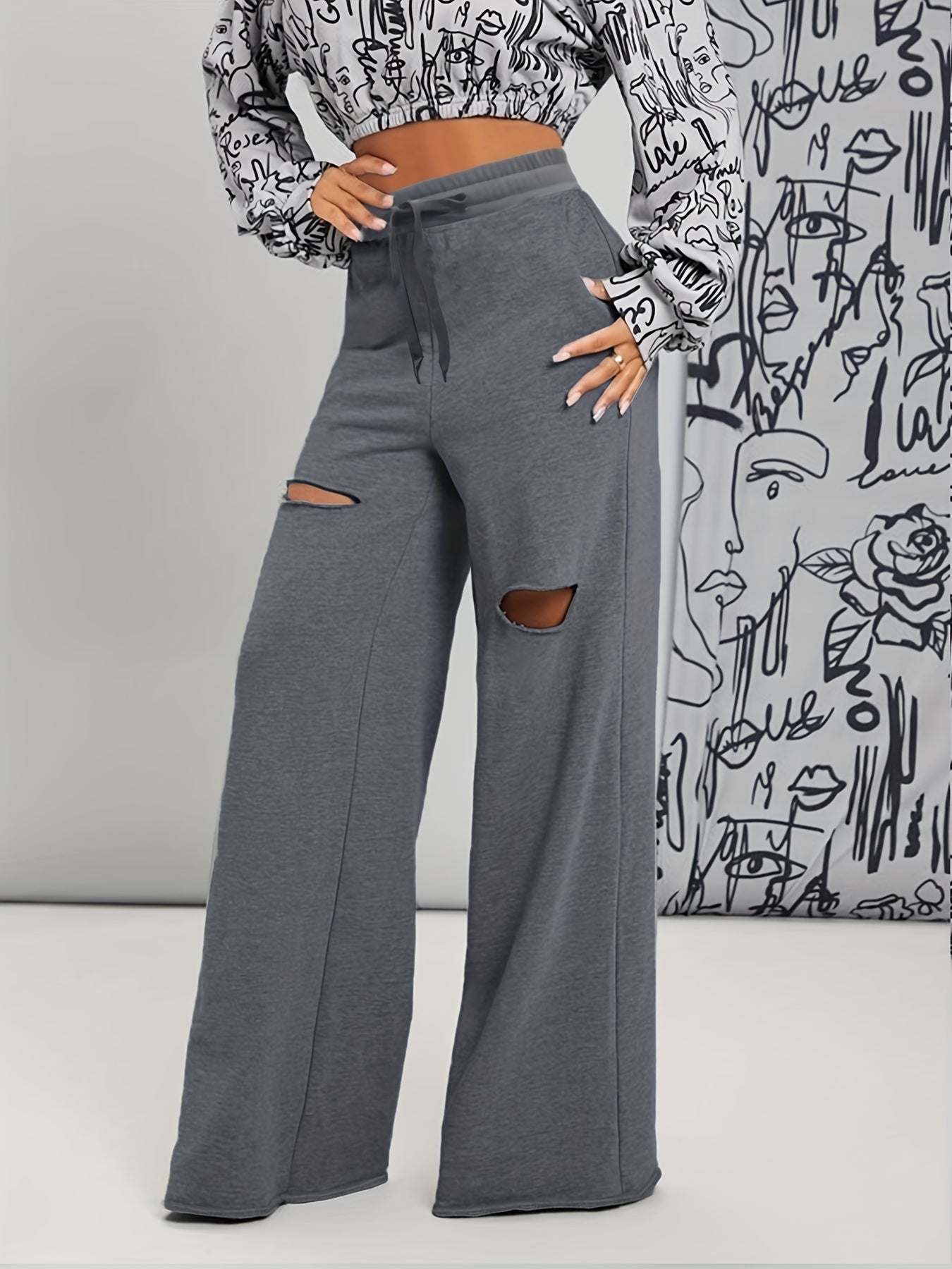Solid Cut Out Tie Yoga Pants Pockets