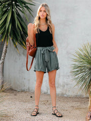 Women's High Waist Lace Up Urban Casual Shorts