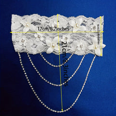 Lace Garter Belt Floral Pearl Legs Band Bridal Wedding Accessory