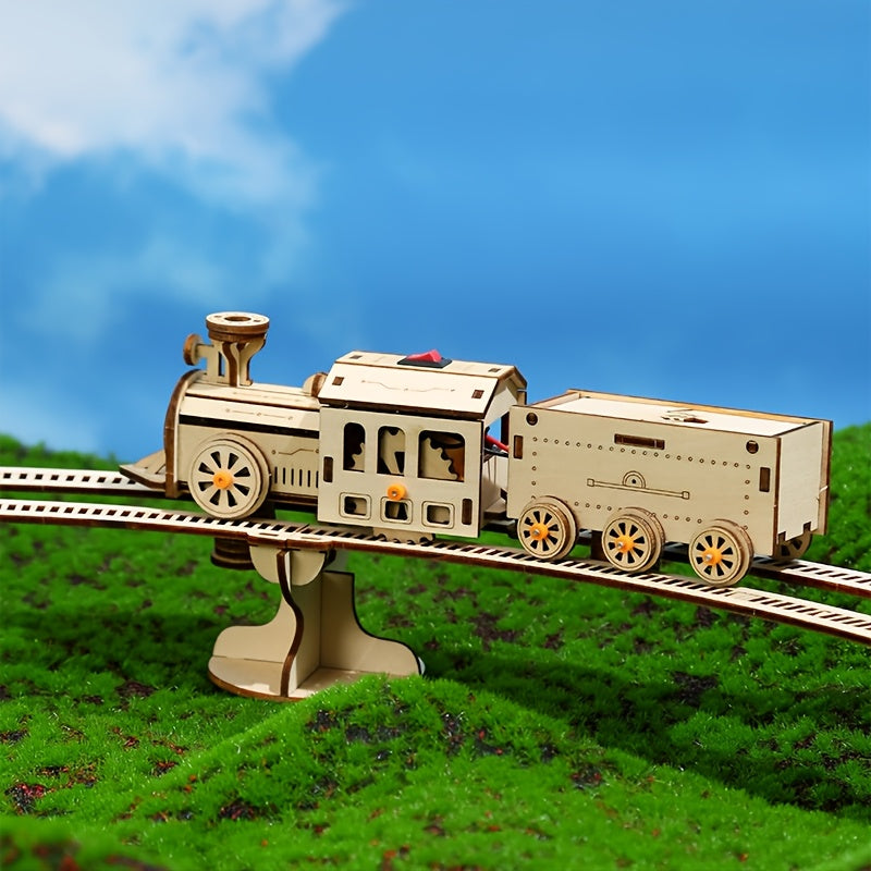 DIY Wooden 3D Train Puzzle - Educational and Stress Relieving Toy