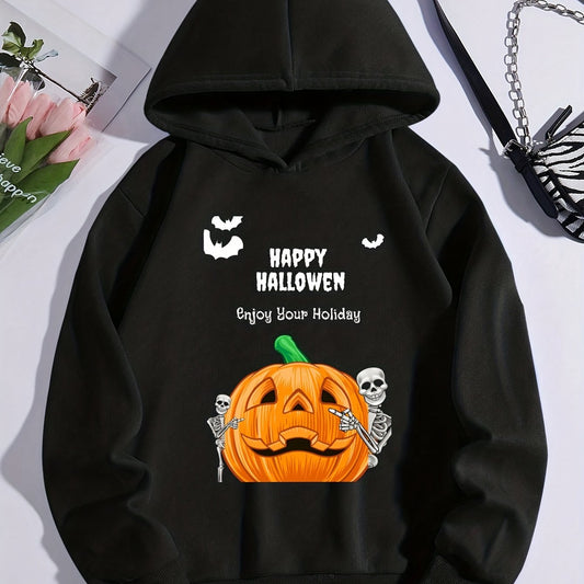 Girls' Pumpkin Graphic Long Sleeve Sweatshirt Hoodie