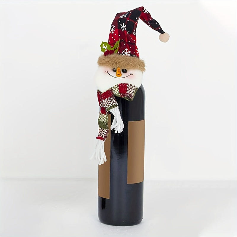 Xmas Snowman Wine Bottle Cover Doll - Tree Top Heart Pendant