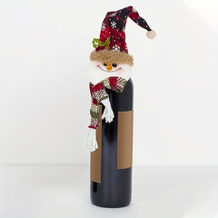 Xmas Snowman Wine Bottle Cover Doll - Tree Top Heart Pendant