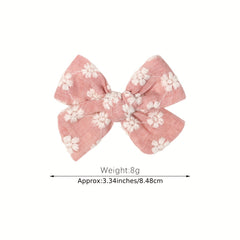 Plaid Bow Hair Clips for Baby Girls Embroidered Flowers Princess Accessories