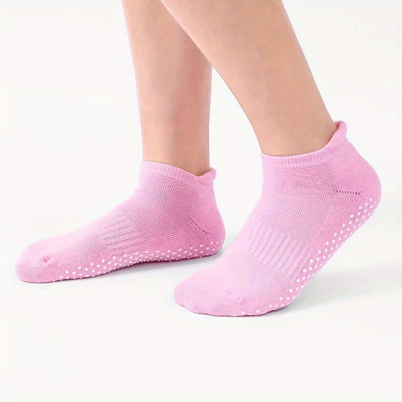 Solid Towel Bottom Yoga Socks Low Cut Non Slip Socks In Pilates Ballet Barre