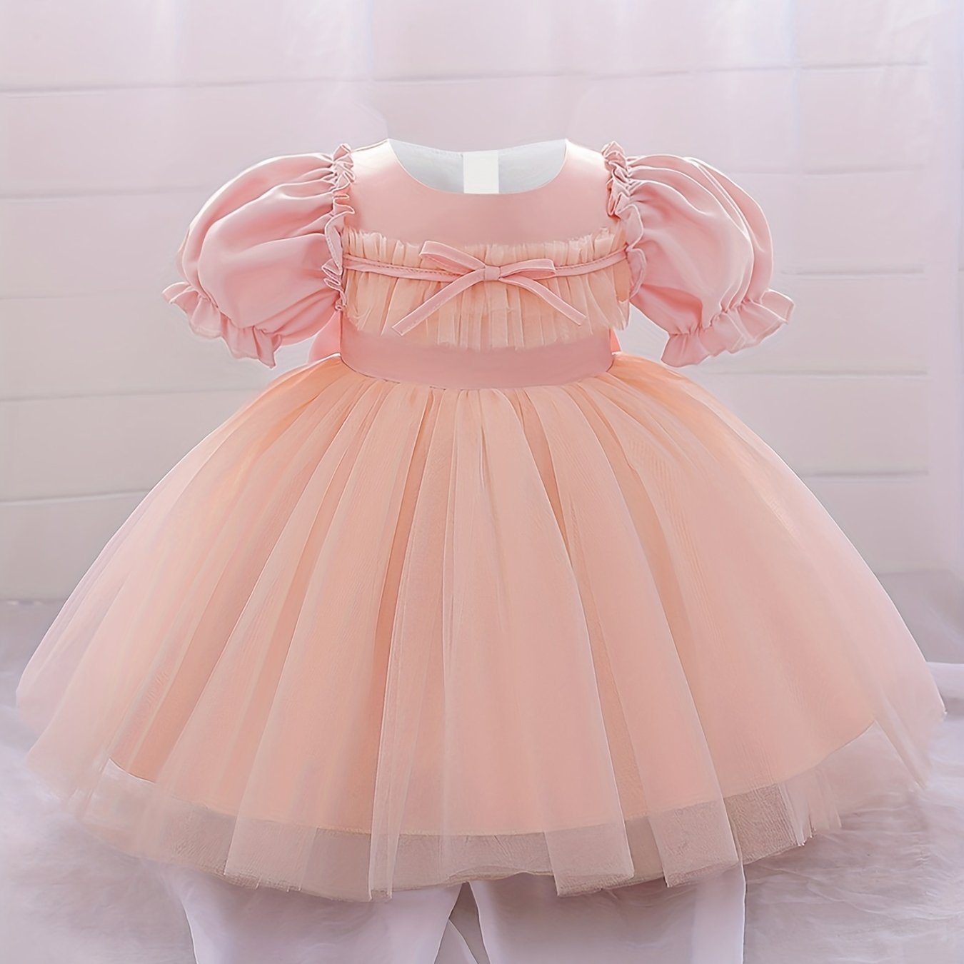 Toddler Princess Dress with Bow for 1st Birthday Party