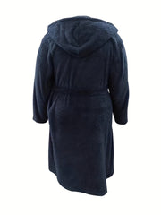Women's Plus Hooded Fleece Nightgown Soft Flannel Robe