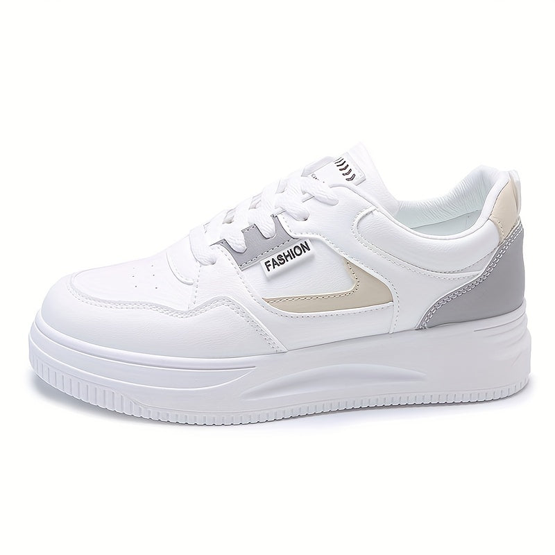 Thick Sole Heighten Flat Chunky Sneakers Faux Leather