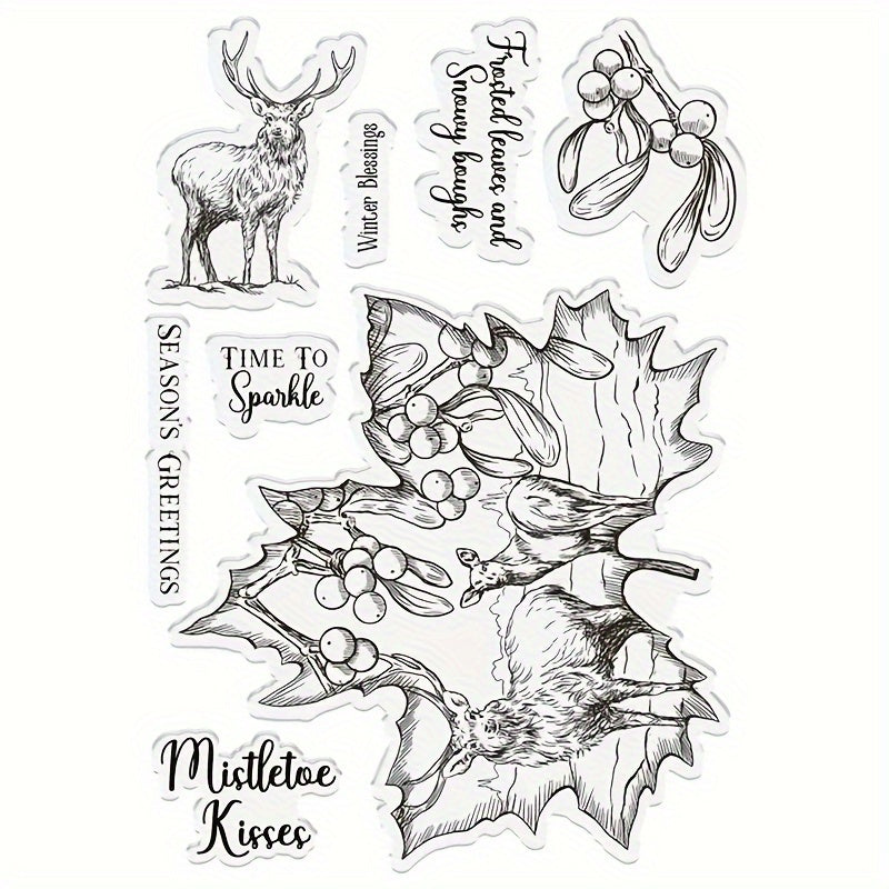 Winter Elk Clear Stamp for Scrapbooking DIY Card Making