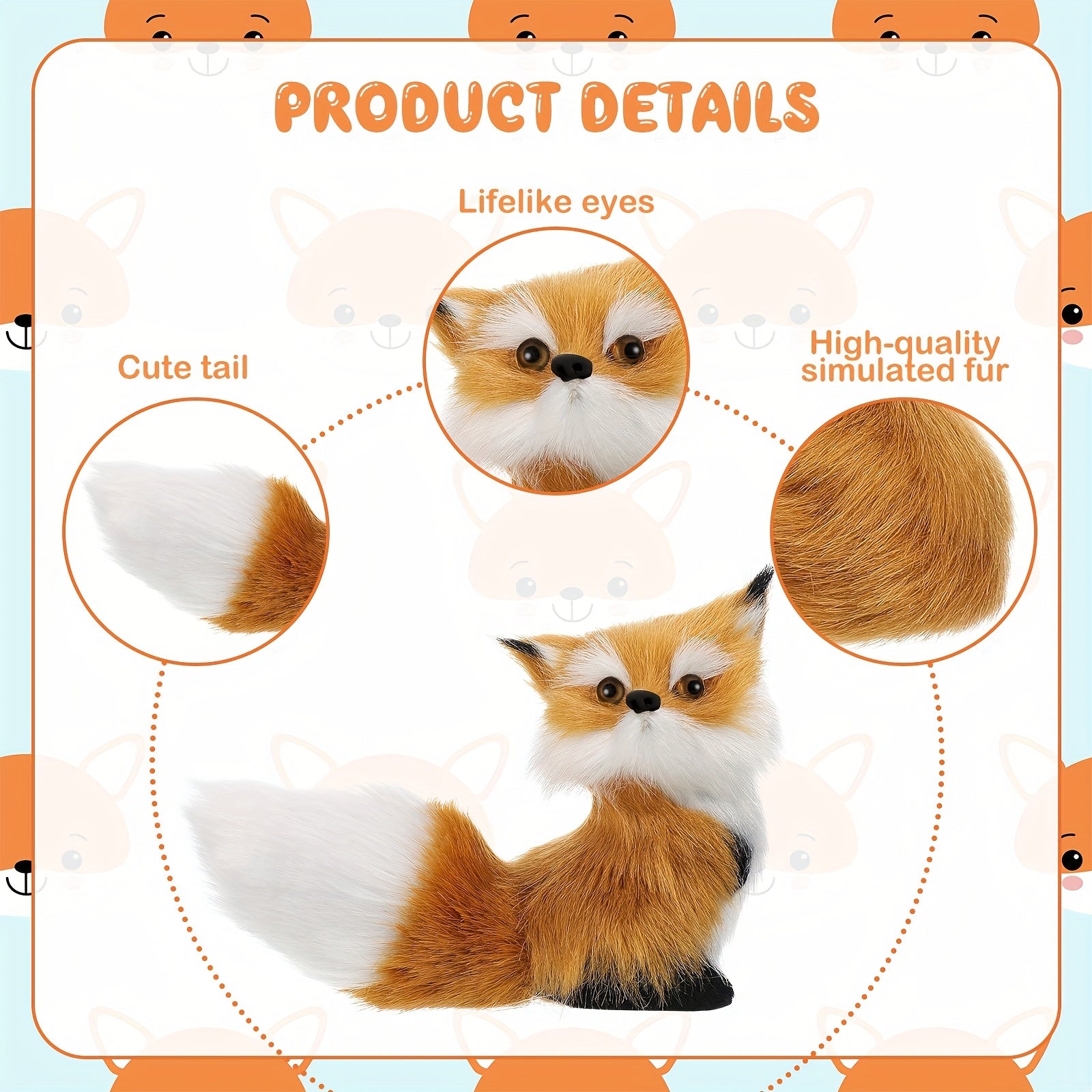 2pcs Realistic Fox Plush Stuffed Animals Soft Mini Toy Brown & Mini Foxes