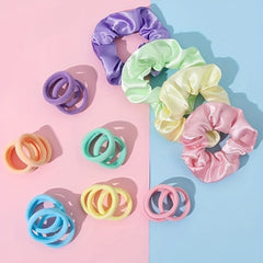 24pcs Girl's Solid Candy Hair Tie Scrunchies Hair Accessories