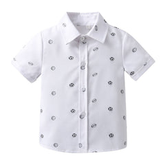 Boys Football Basketball Print Button Lapel Shirts