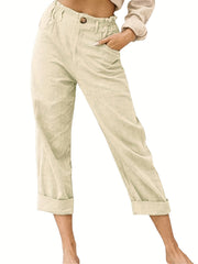 Y2K Solid Pockets Long Length Summer Pants Casual Loose Stylish High Waist Pants