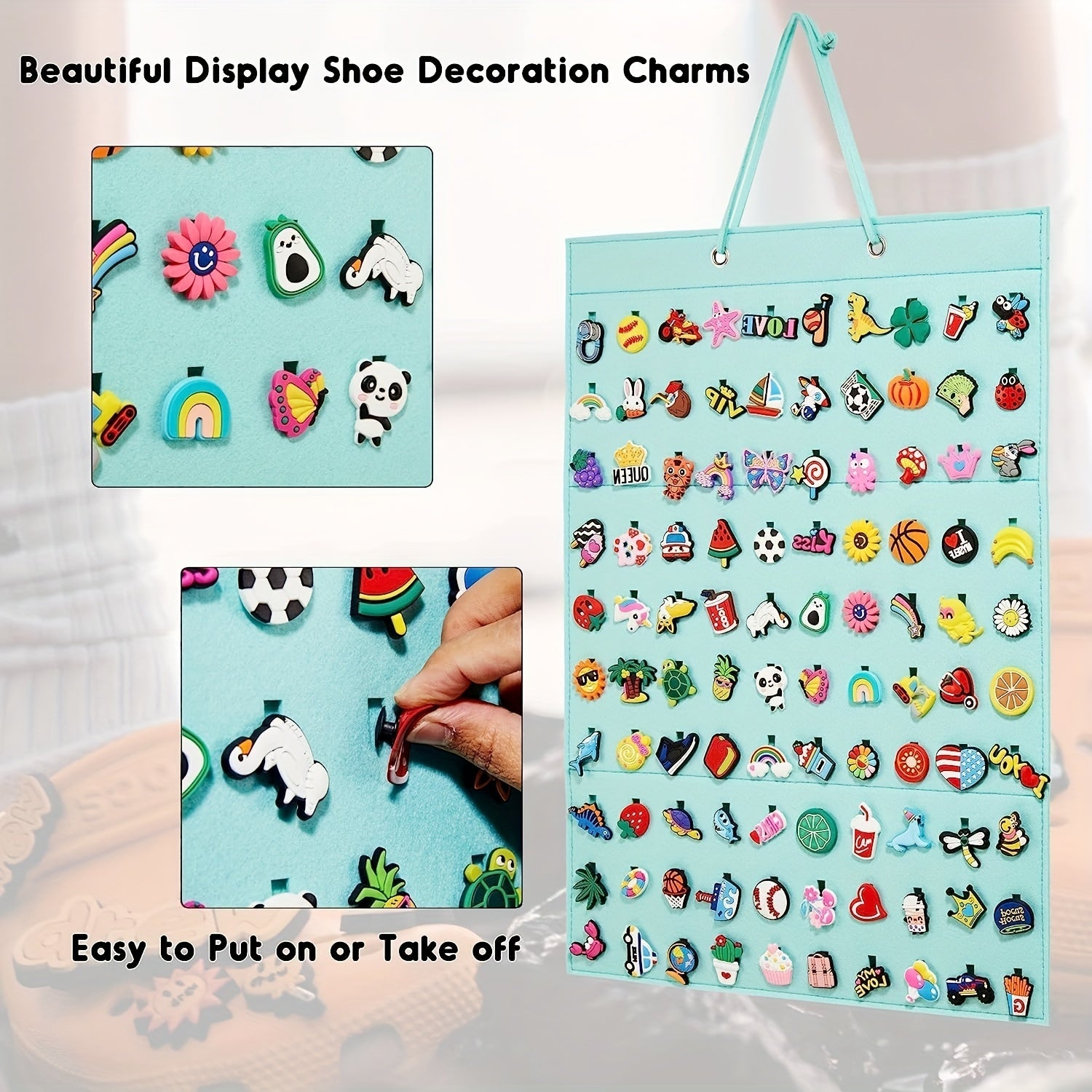 Shoe Charms Organizer 100 Holes Wall Mounted Holder (Charms Not Included)