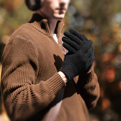 Knitted Gloves Men's Outdoor Sports Cycling Windproof Thick Warm Plus Velvet