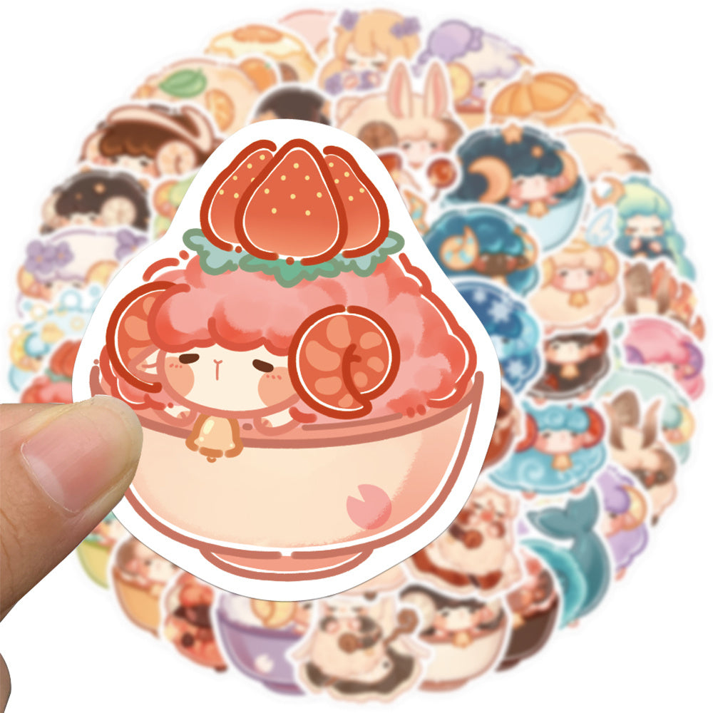 50pcs Magical Lamb Waterproof Stickers for Desserts