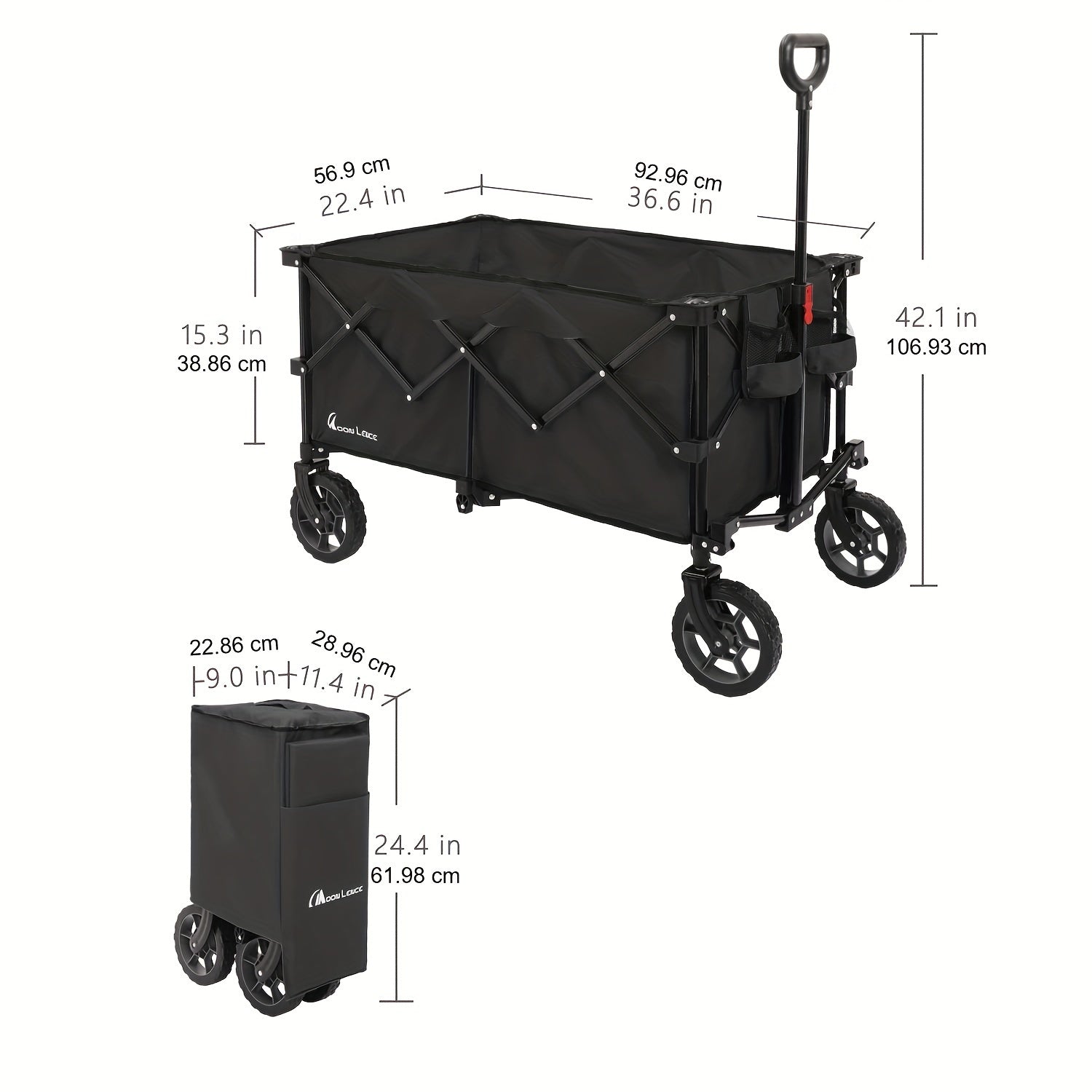Moon Lence Collapsible Wagon Cart with Universal Wheels Heavy Duty