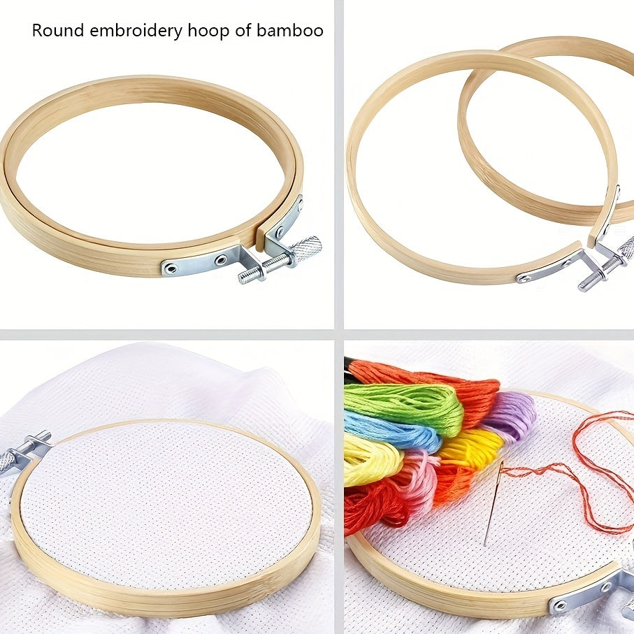 6pcs 4in Bamboo Embroidery Hoops Mini Circle Cross Stitch DIY Craft Supplies