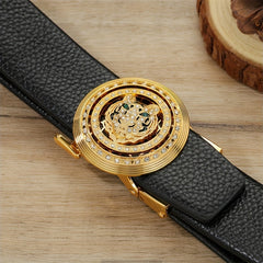 Rose Golden Tiger Head Auto Buckle Belt