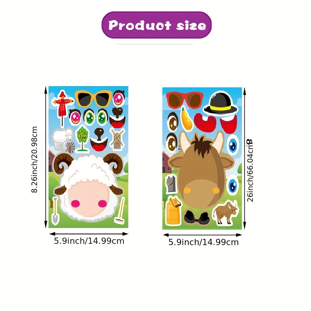 24pc Children's Farm Animal Stickers DIY Craft Party Game Supplies