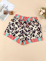 Leopard Print Drawstring Shorts Women's Clothing